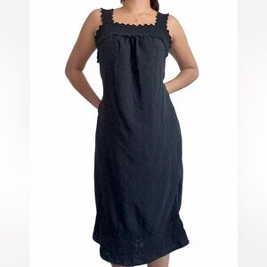 Black Sleeveless Dress with Scalloped Edges